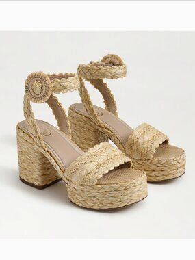 Sam Edelman Iliana Braided Espadrille Platform Sandals - Natural Straw